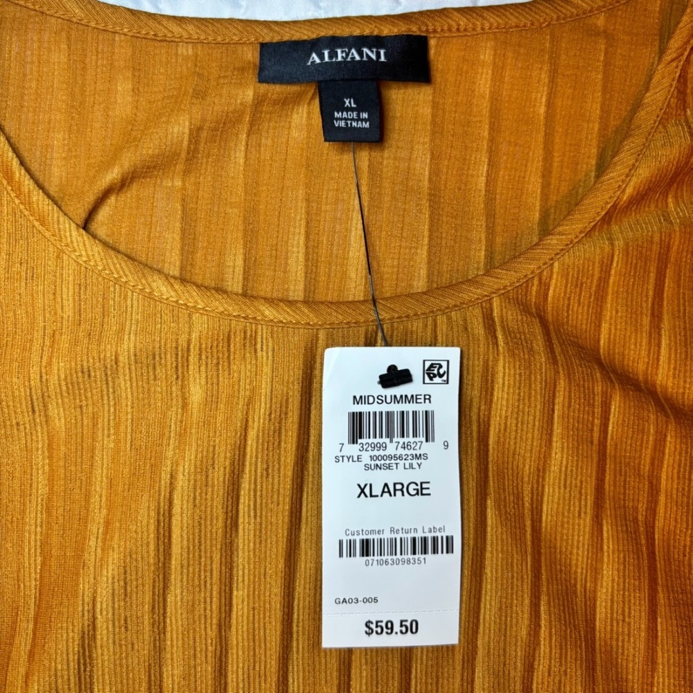 NWT Alfani Extra Large Rust Orange Layered Tank Top Pleated - Picture 2 of 5
